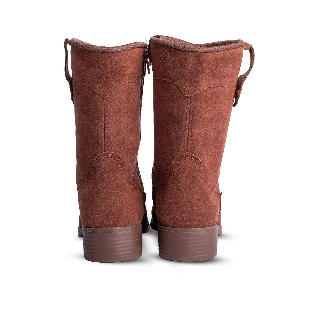 Bota Infantil Menina Kidy Montaria Marrom Cano Médio