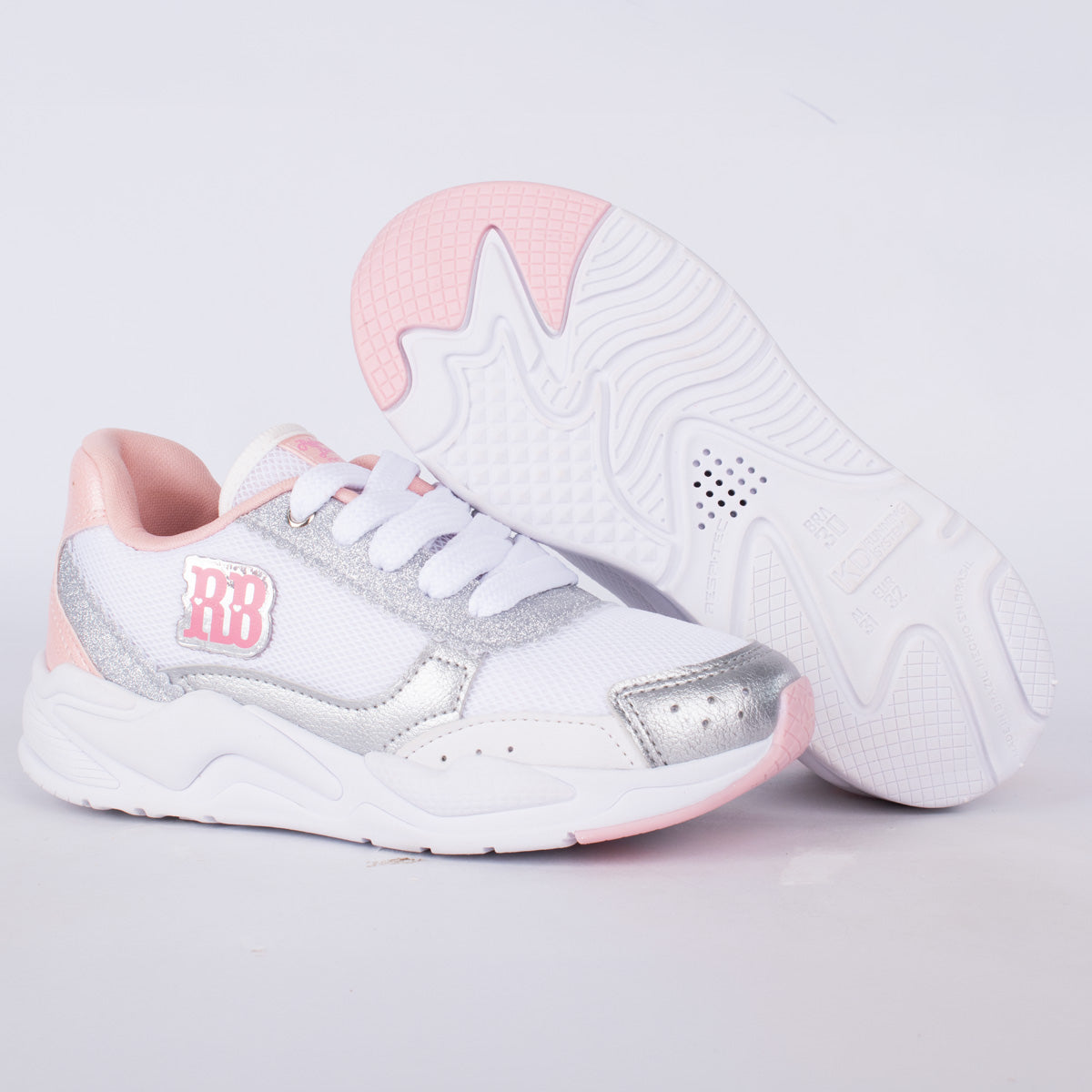 Tênis Infantil Menina Kidy K360 Retrô Rebecca Bonbon Branco/Rosa