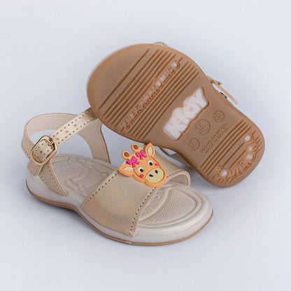 Sandália Infantil Menina Kidy Baby Equilíbrio Ouro Confortável e Segura