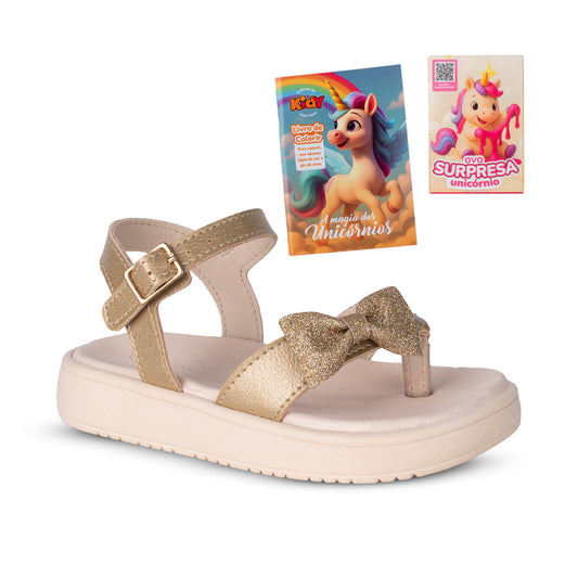 Sandália Menina Kidy Mini Flat Form Ouro