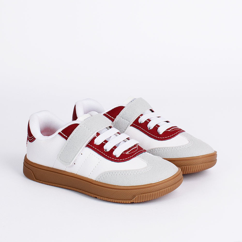 TENIS INFANTIL CASUAL MENINO KIDY ASTRAL BRANCO/CINZA/BORDÔ