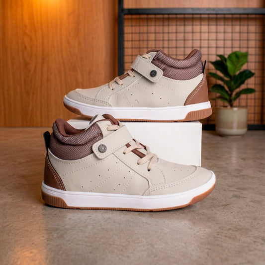 Tênis Infantil Menino Kidy Astral Natural/Caramelo Cano Alto