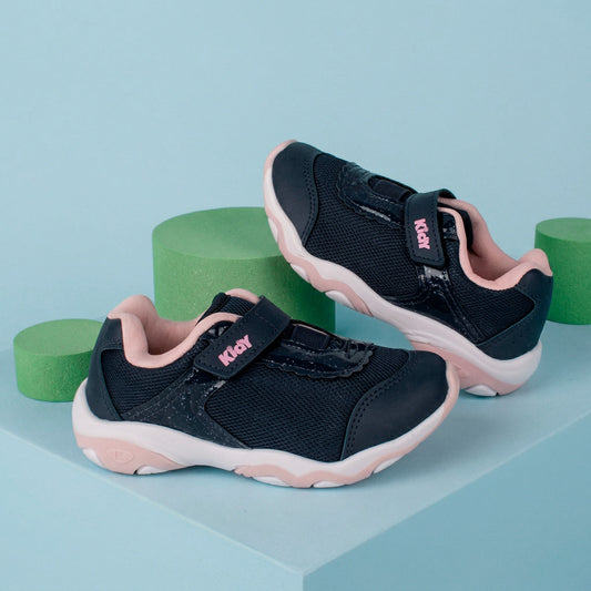 "Tênis Infantil Menina Kidy Play Respitec Marinho Respirável Fechamento Velcro