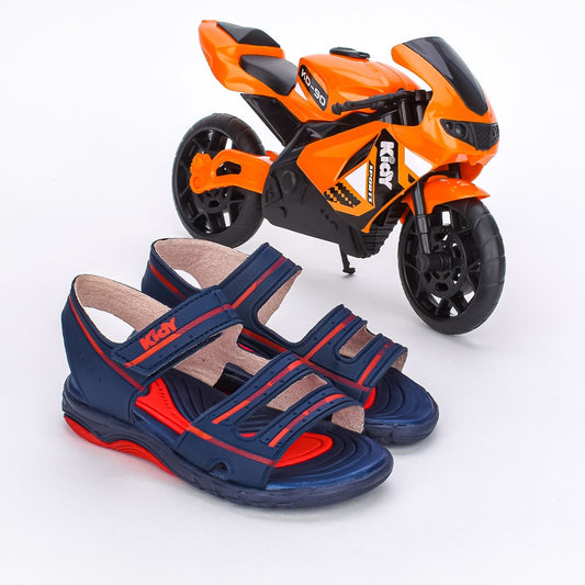 SANDÁLIA PAPETE MENINO KIDY TOYS MARINHO/VERMELHO COM BRINQUEDO