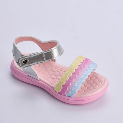 Sandália Menina Infantil Kidy Toys Baby Prata Colorido
