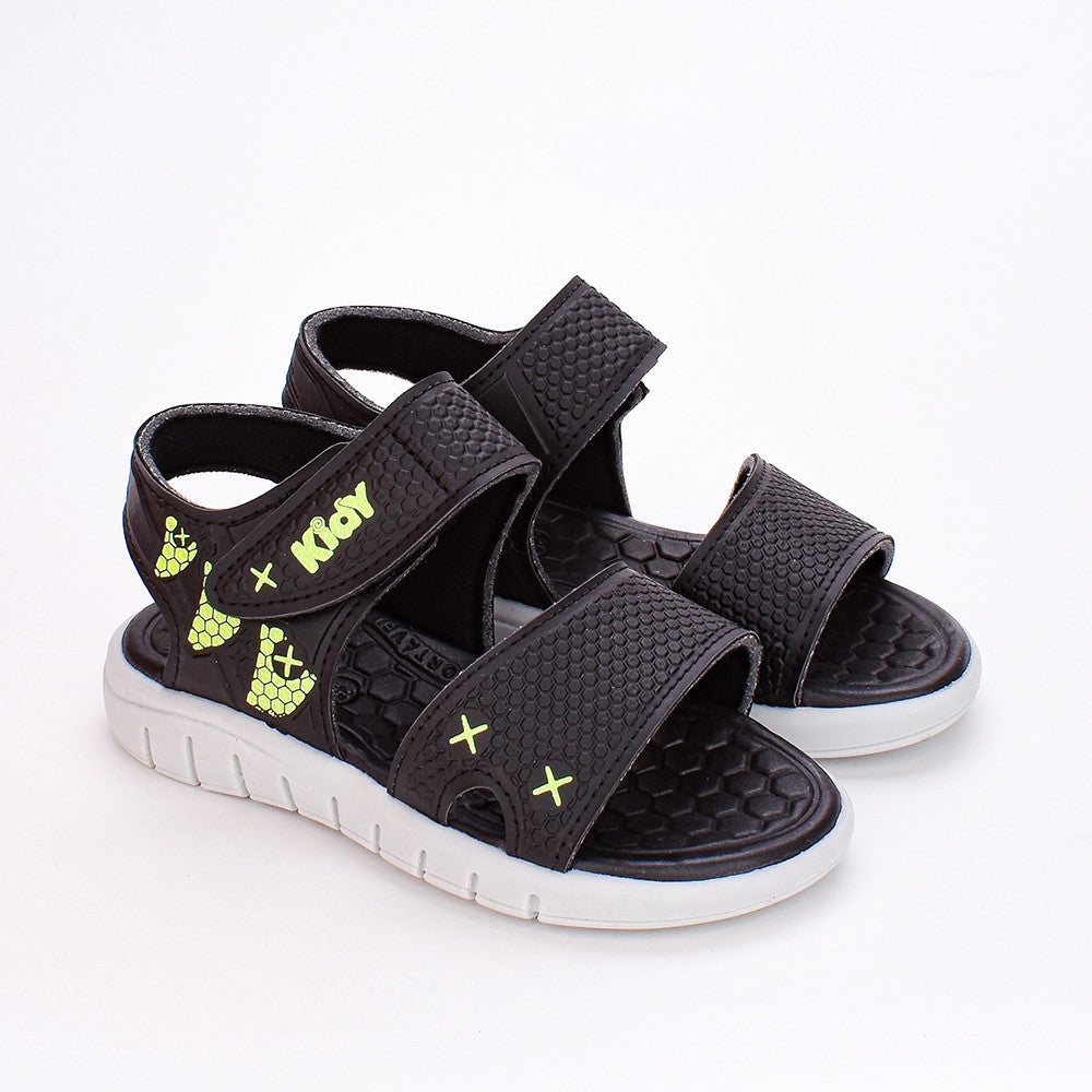 Sandália Menino Infantil Kidy Toys Preto Gelo e Amarelo