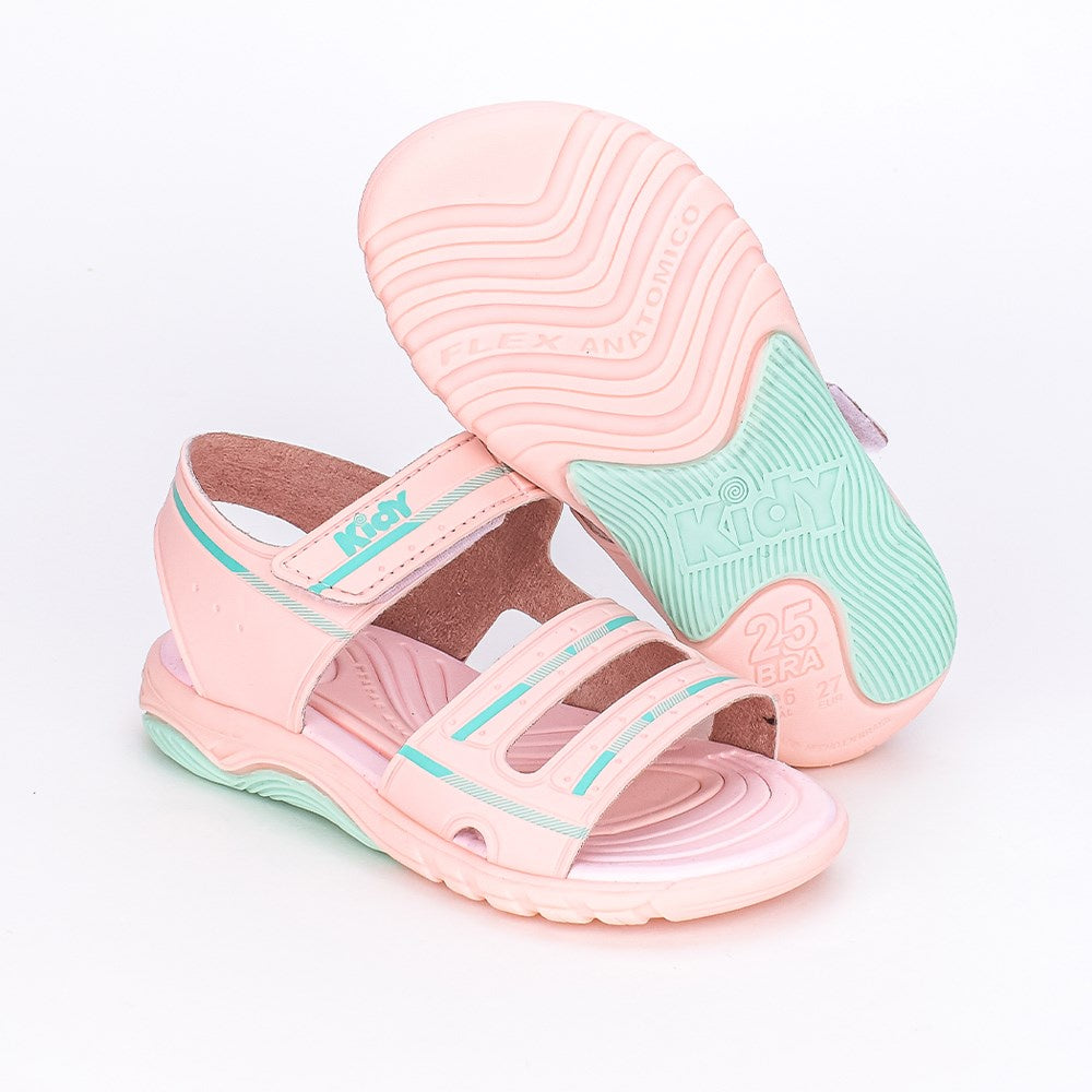 Sandália Menina Infantil Kidy Toys Nude e Acqua