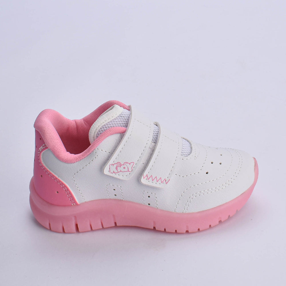 Tênis Menina Infantil Kidy Ultra Flex Branco, Rosa e Pink