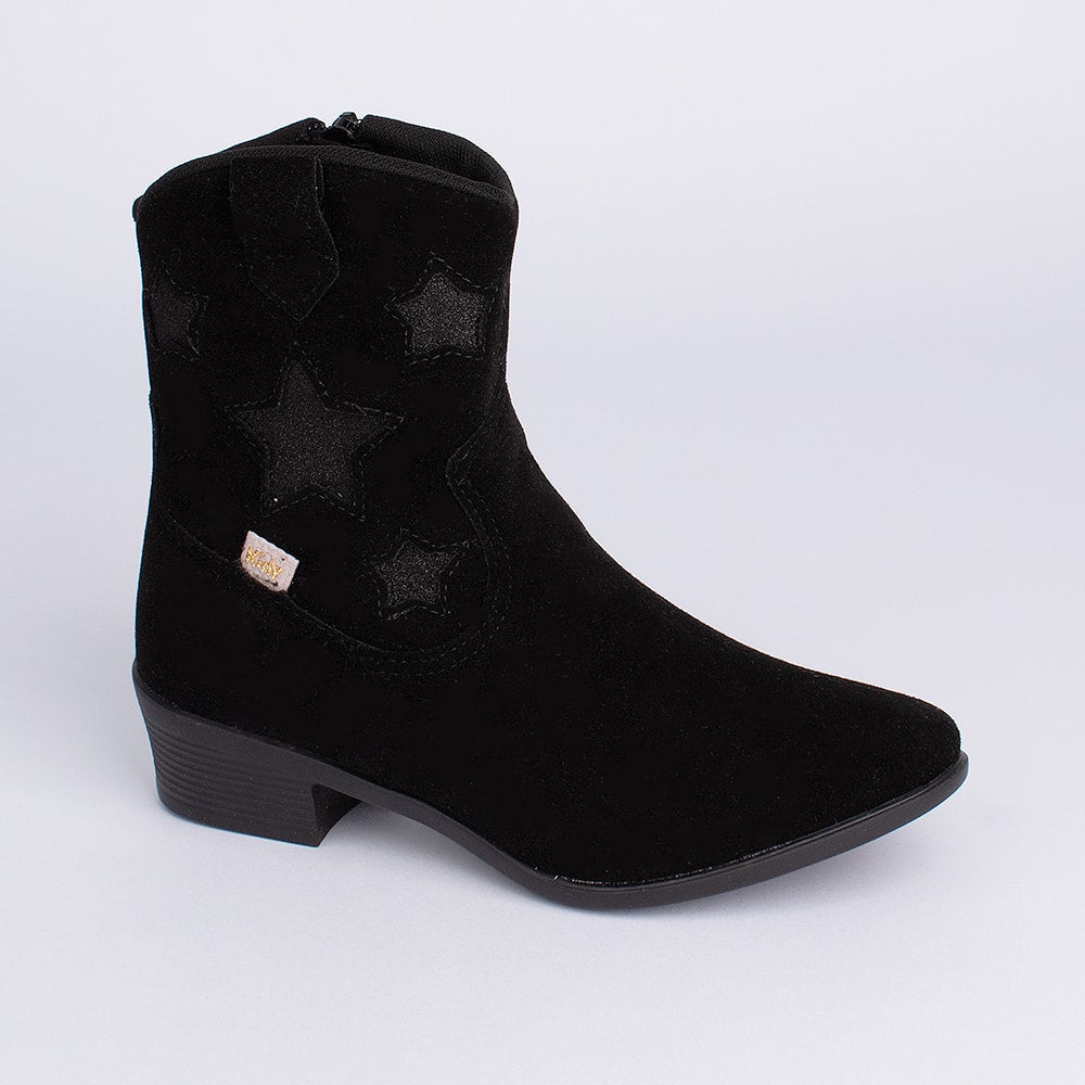 Bota Menina Infantil Kidy Folk Boho Estrelas Preto