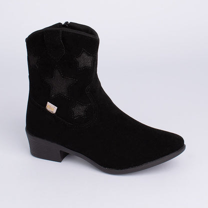 Bota Menina Infantil Kidy Folk Boho Estrelas Preto