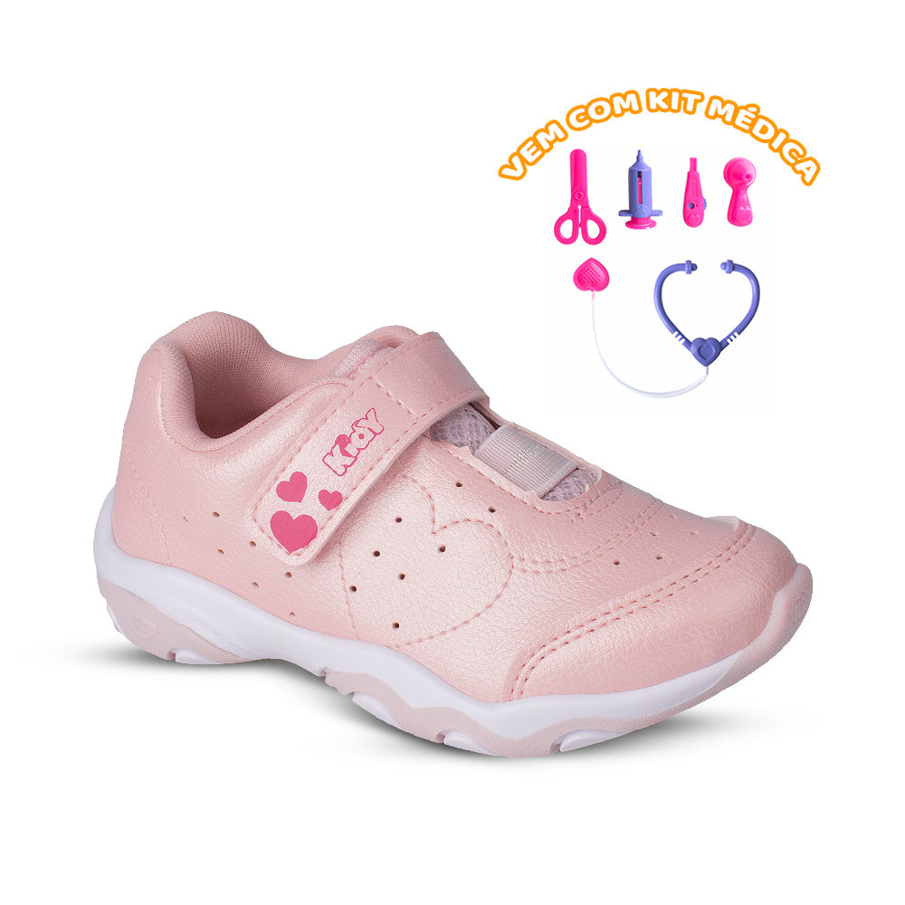 Tênis Infantil Menina Kidy Play Rosa Anatômico Com Brinquedo