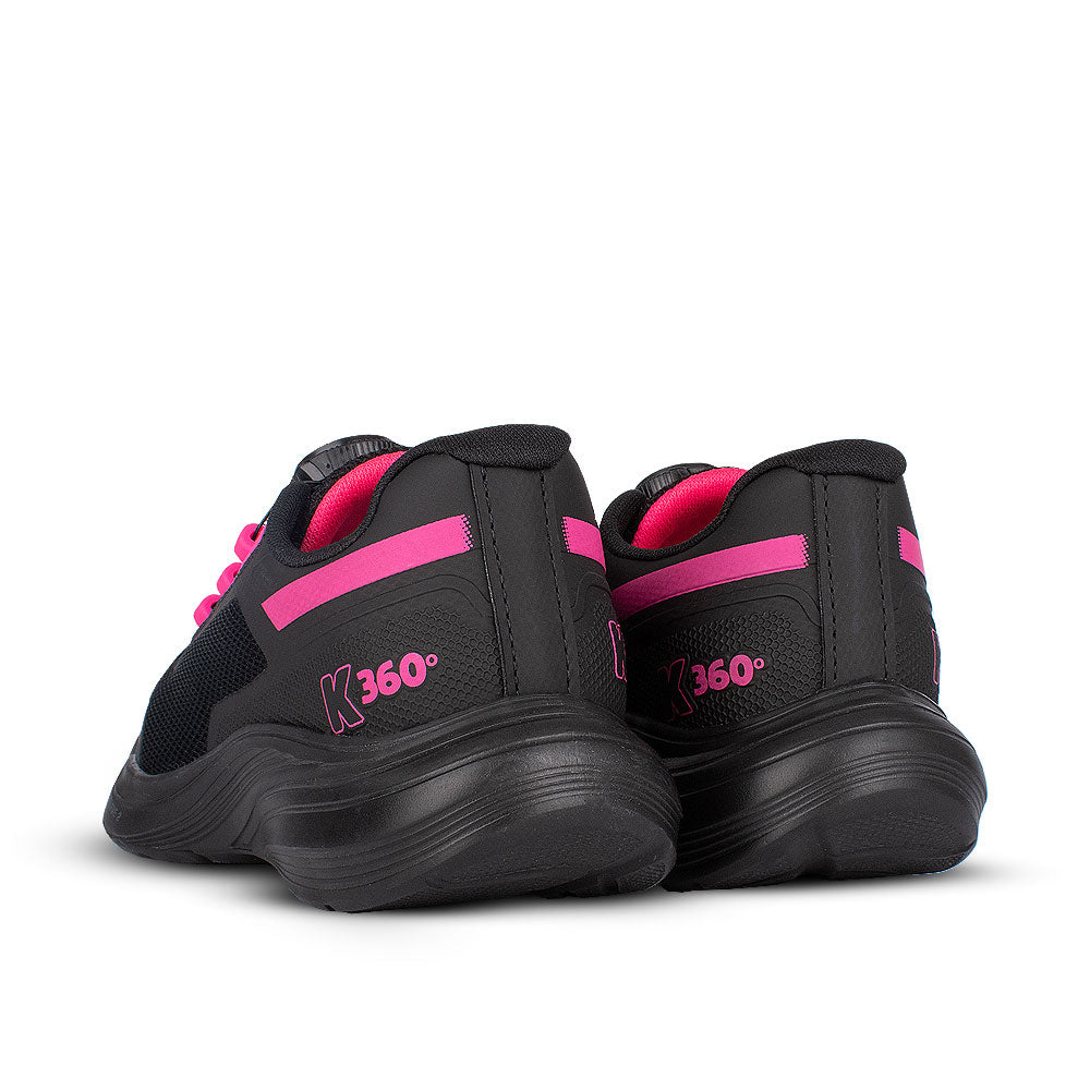 Tênis Infantil Menina Kidy Super Leve Disc Preto/Pink Neon