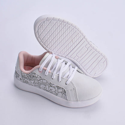 Kit Infantil Menina Tênis Kidy Hype Branco + Livro Bob Goods