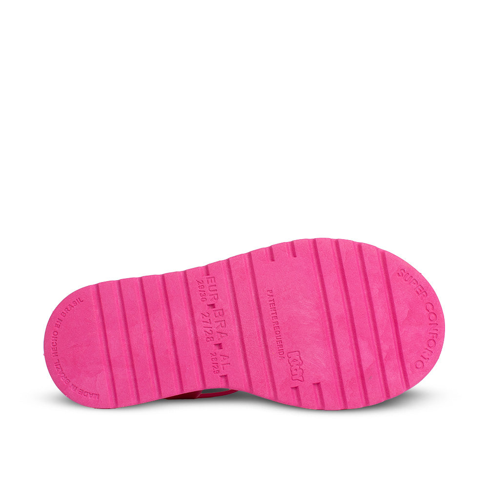 Sandália Infantil Menina Kidy Gloss Pink Leve Brilhante Fivela de Ajuste