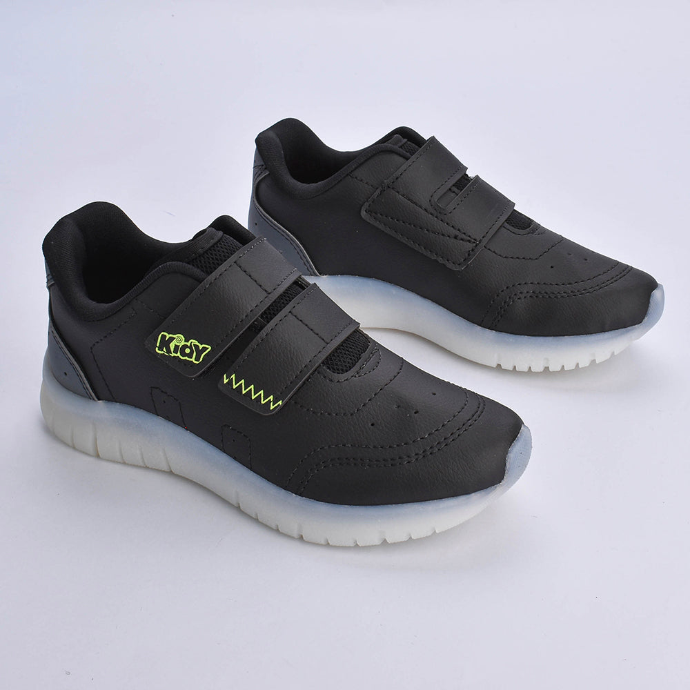 Tênis Infantil Menino Kidy Light Fun Preto Grafite Amarelo Neon
