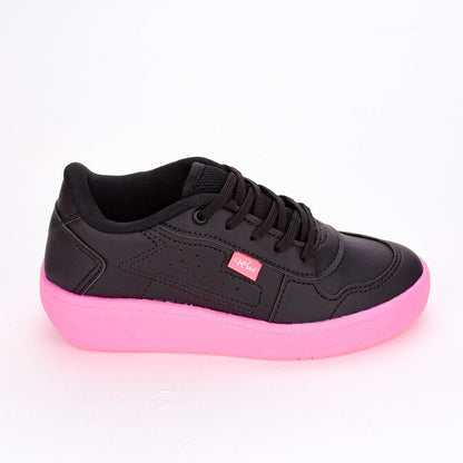 Tênis Infantil Menina Rodinha Kidy Preto/Pink Diversão e Conforto