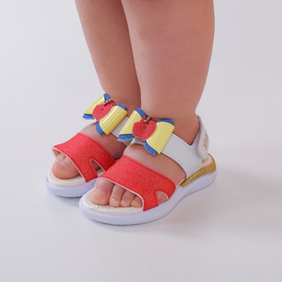 SANDALIA INFANTIL MENINA KIDY FLY BABY BRANCO/VERMELHO