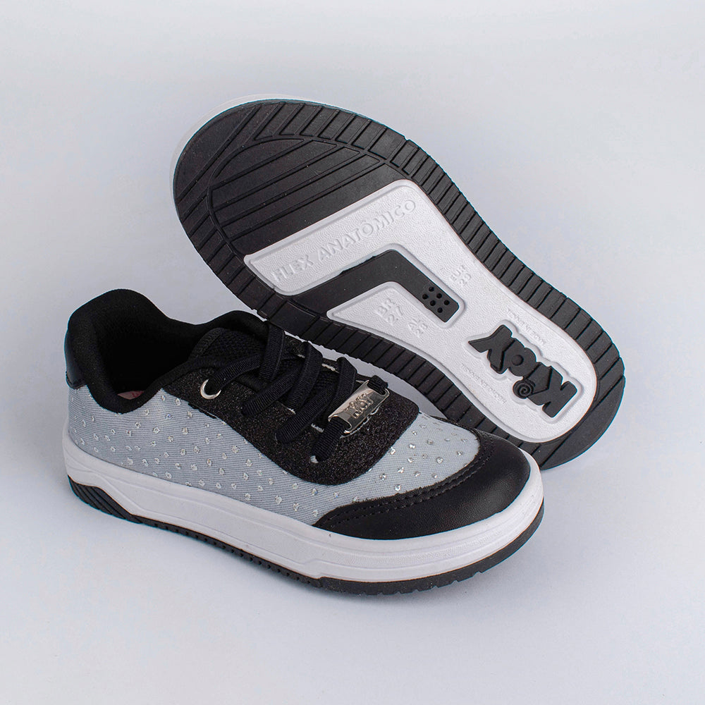 Tênis Menina Kidy Happy Jeans e Preto