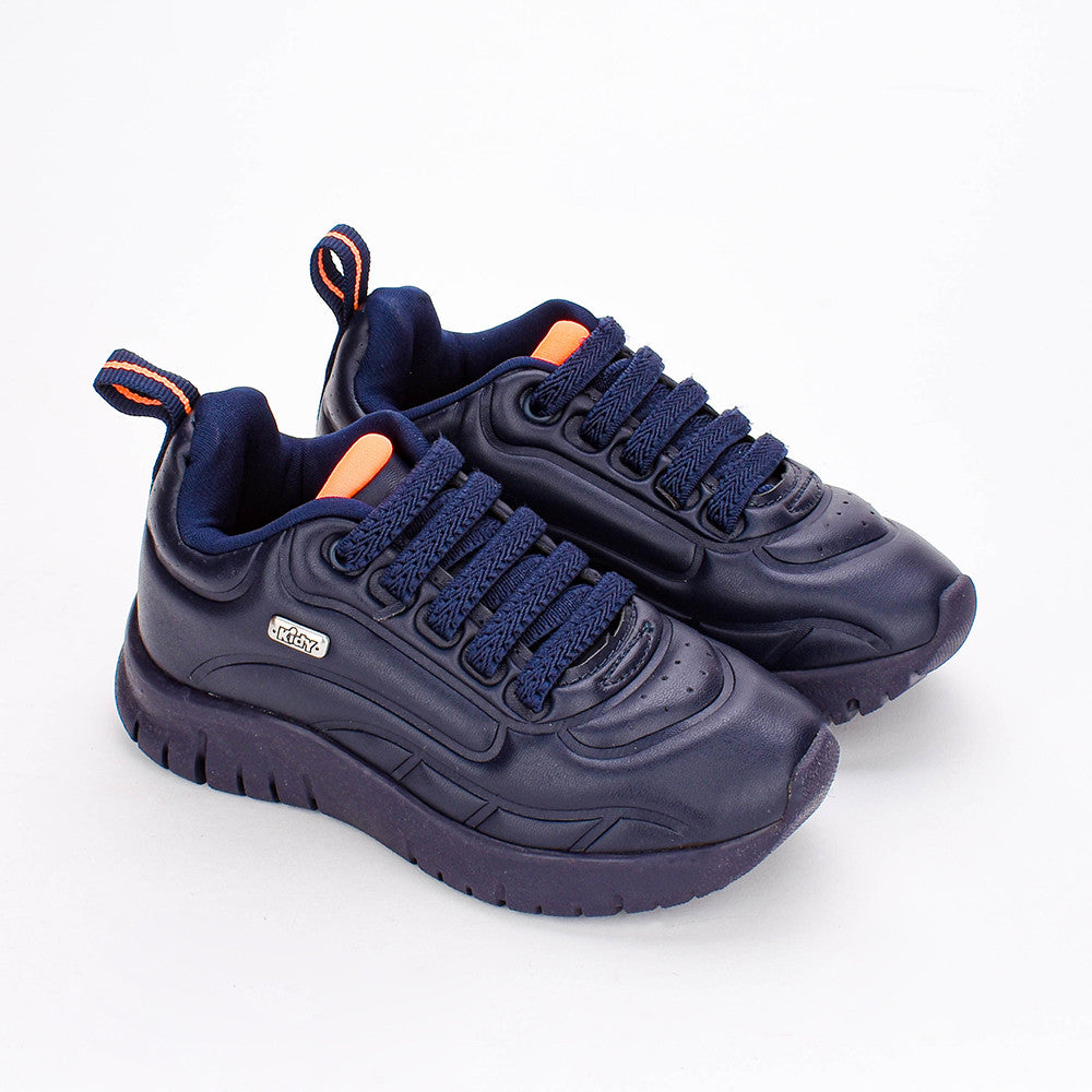 Tênis Menino Infantil Kidy Ultra Flex Marinho e Laranja Neon