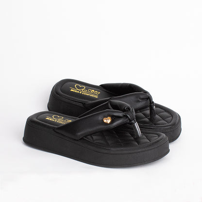 Chinelo Flatform Infantil Menina Kidy Nuvem Preto