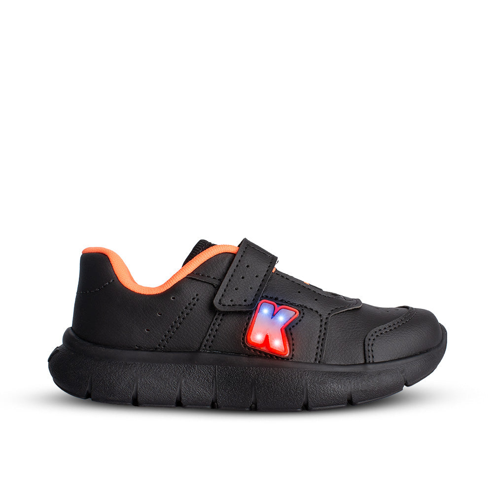 Tênis Infantil Menino Kidy Flex Light Preto Led Fechamento Velcro 22 ao 27