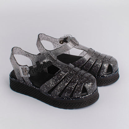 Sandália Infantil Menina Kidy Gloss Fumê com Glitter