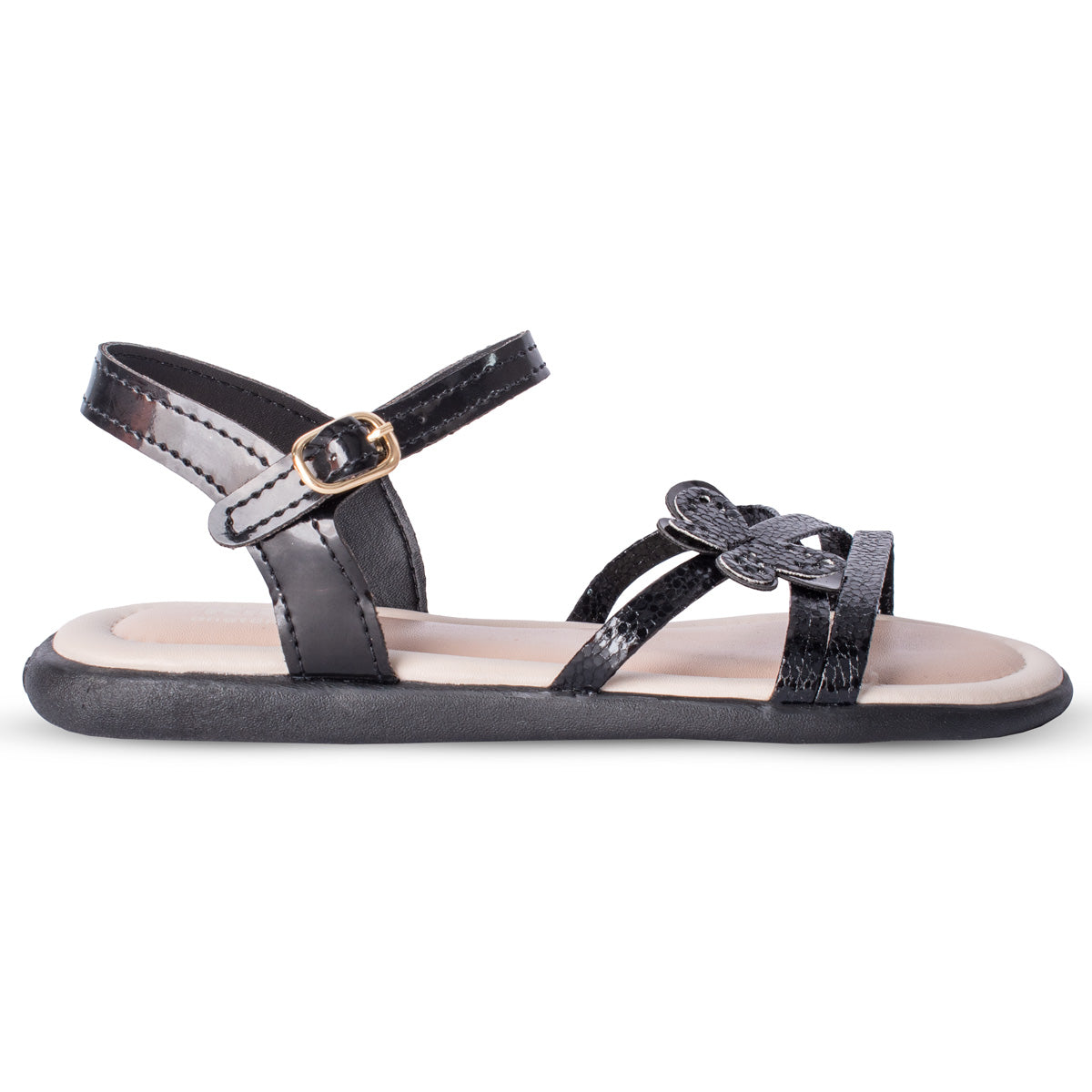 Sandália Kidy Cristal Preto com Acessório de Cabelo