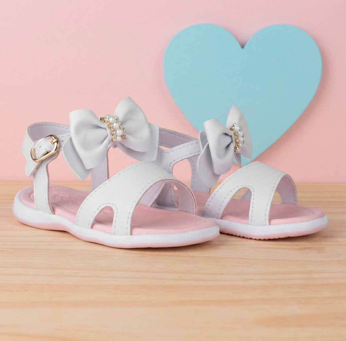 Sandália Infantil Menina Kidy Baby Equilíbrio Branca com Laço