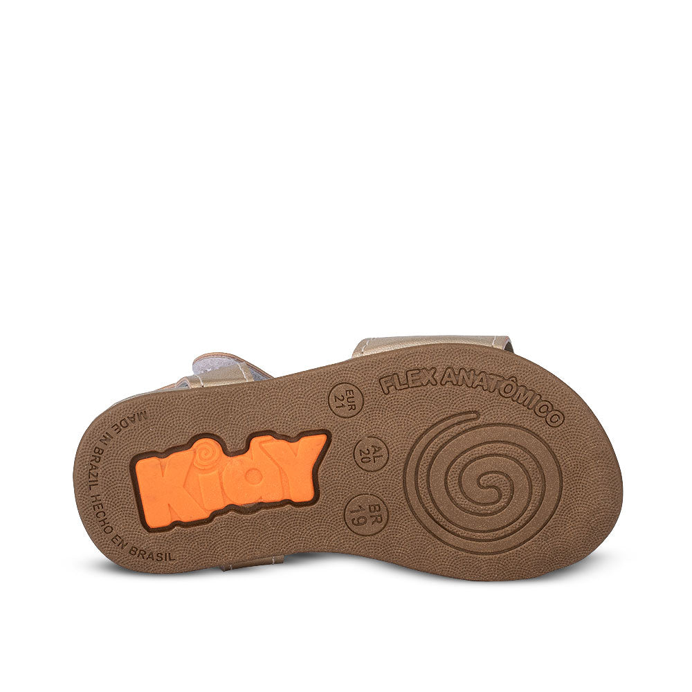 Sandália Infantil Meu Primeiro Kidy Ouro com Laço Primeiros Passos