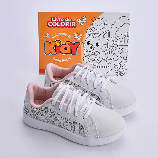 Kit Infantil Menina Tênis Kidy Hype Branco + Livro Bob Goods