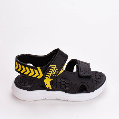 Sandália Infantil Kidy Toys Baby Com Brinquedo Preto Amarelo