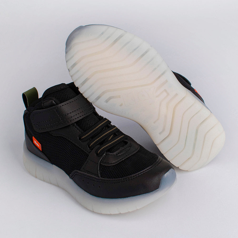 TENIS INFANTIL MENINO KIDY LIGHT FUN PRETO/VERDE/LARANJA