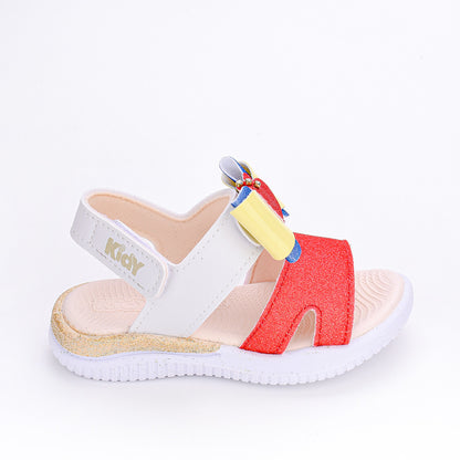 SANDALIA INFANTIL MENINA KIDY FLY BABY BRANCO/VERMELHO