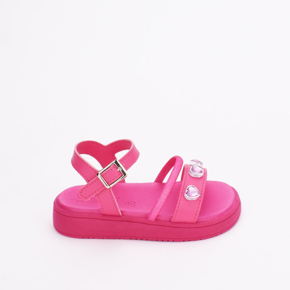 Sandália Menina Infantil Kidy Mini Flat Form Branco e Rosa