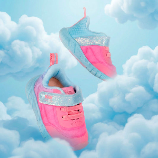Tênis Infantil Menina Kidy Equilíbrio Rosa e Azul Conforto e Segurança