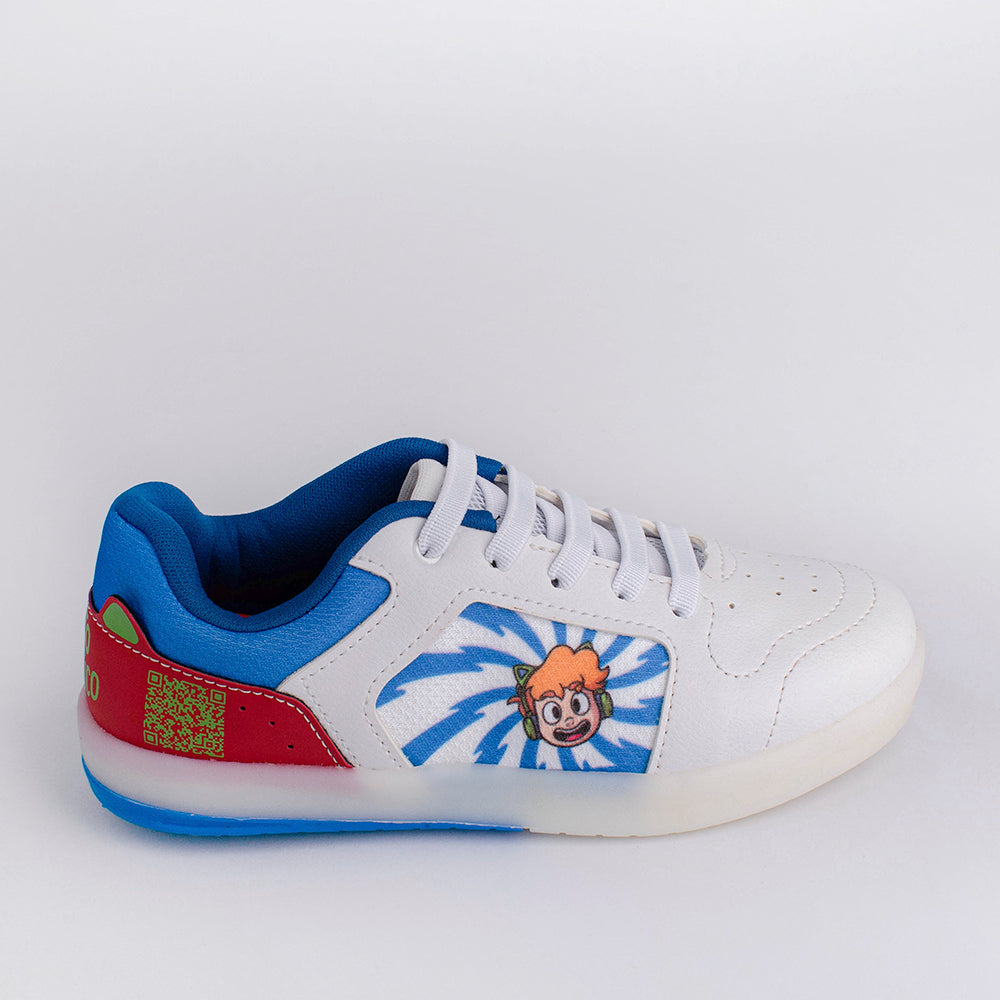 Tênis Menino Infantil KD.Hype Gato Galactico Branco e Colorido - Kidy