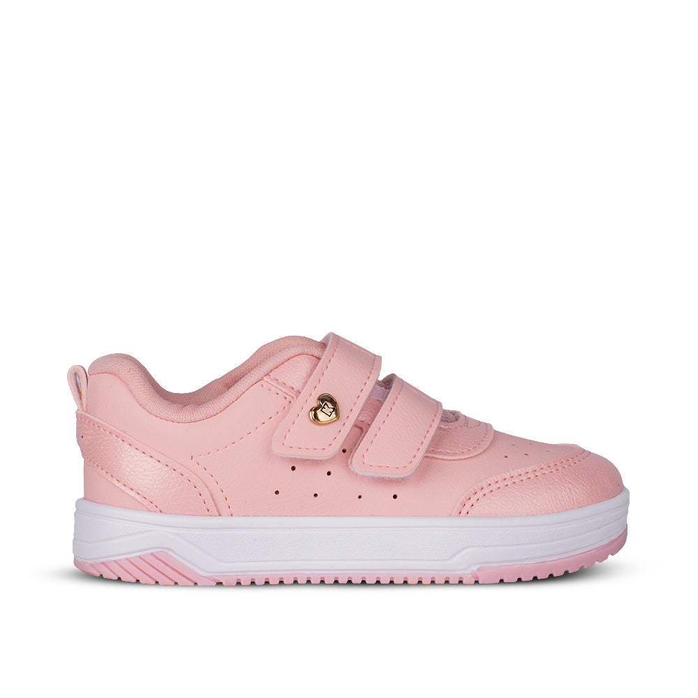 Tênis Infantil Menina Kidy Happy Nude Com Velcro Duplo Confortável e Versátil
