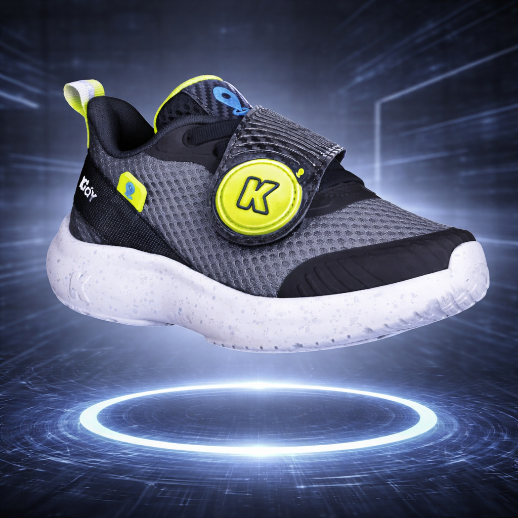 Pré-Venda - Tênis Infantil Menino Kidy Nuvem Localize Preto, Grafite e Neon - Com Chip Localizador