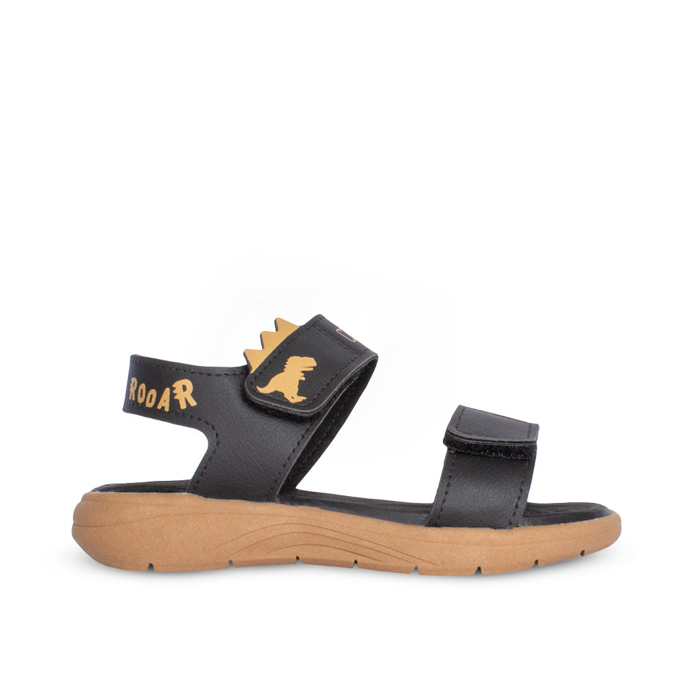 Sandália Infantil Menino Kidy Fly Preto Crepe com Dino Surpresa
