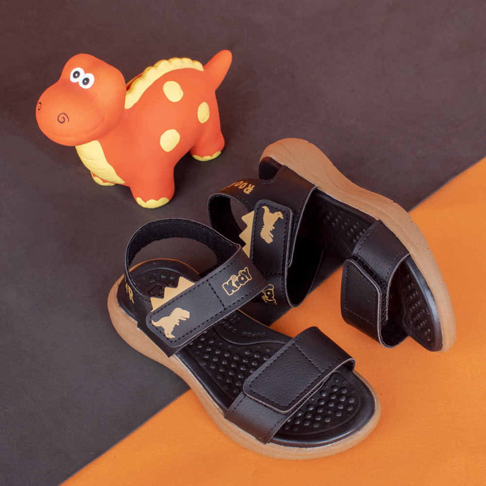 Sandália Infantil Menino Kidy Fly Preto Crepe com Dino Surpresa