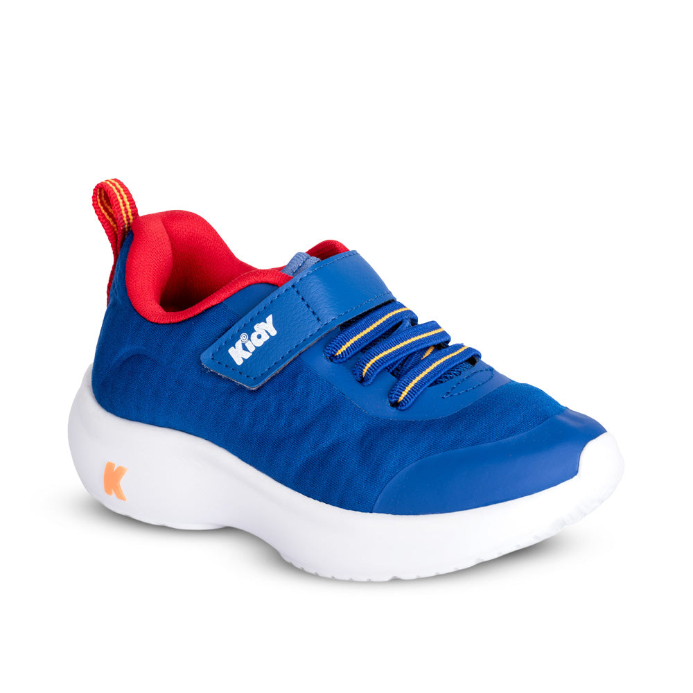 Tênis Infantil Menino Kidy Nuvem Azul Royal Amarelo e Vermelho