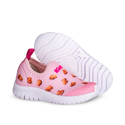 Tênis Menina Kidy Ultra Flex Rosa Capivara Agarradinha