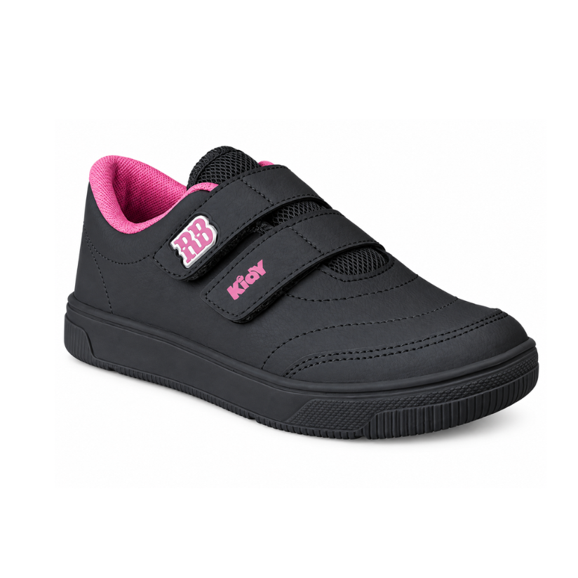 Tênis Infantil Menina Kidy Usefull College Rebecca Bonbon Preto/Pink