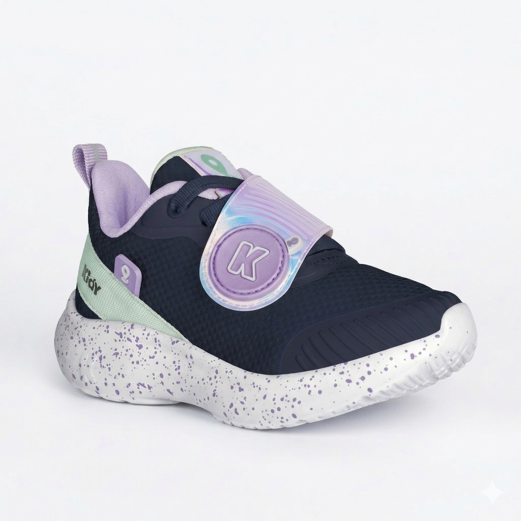 Pré-Venda  Tênis Infantil Menina Kidy Nuvem Localize Marinho e Lilás - Com Chip Localizador