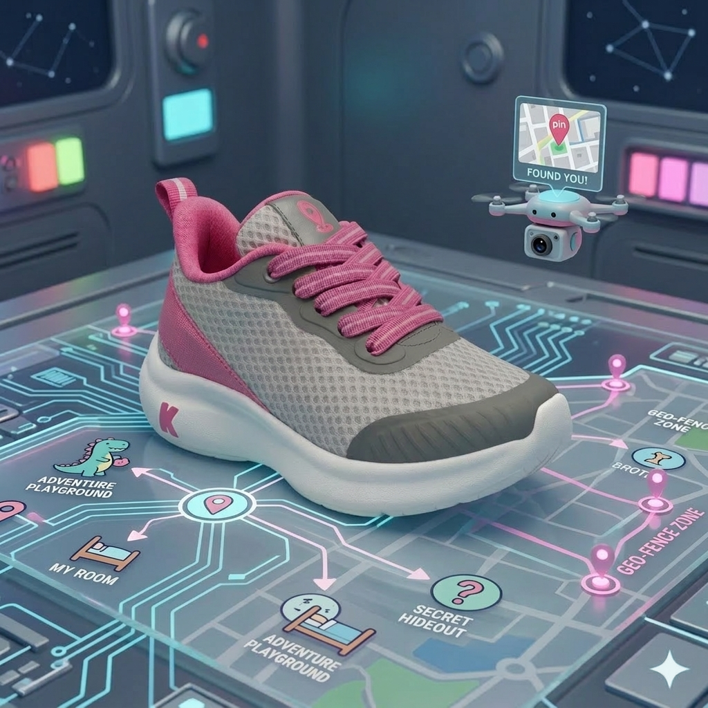 Pré-Venda  - Tênis Infantil Menino Kidy Nuvem Localize Cinza e Pink - Com Chip Localizador