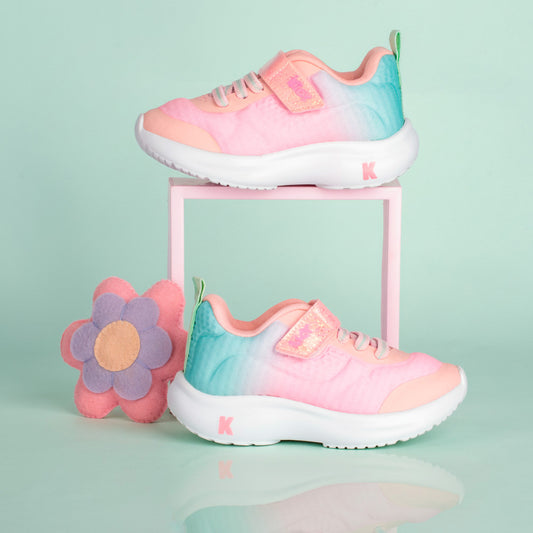Tênis Infantil Menina Kidy Nuvem Nude e Acqua Conforto e Leveza