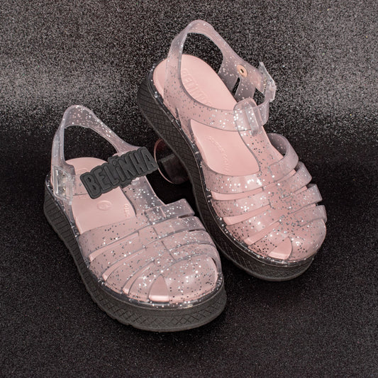Sandália Infantil Menina Kidy Gloss Belinha Preto Glitter Delicada
