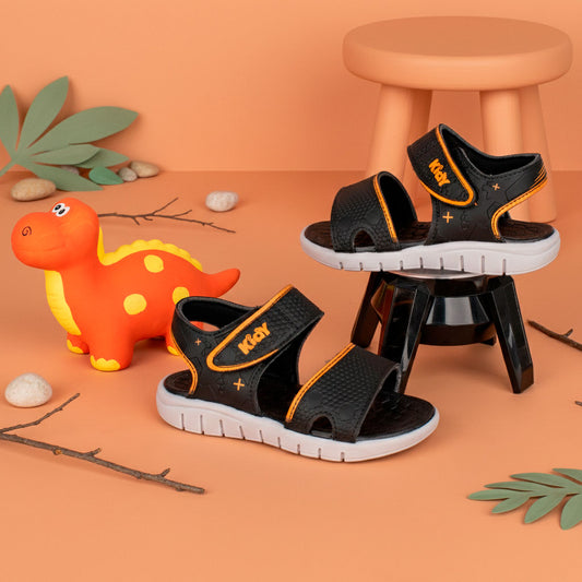 SANDALIA PAPETE INFANTIL MENINO KIDY TOYS PRETO/LARANJA
