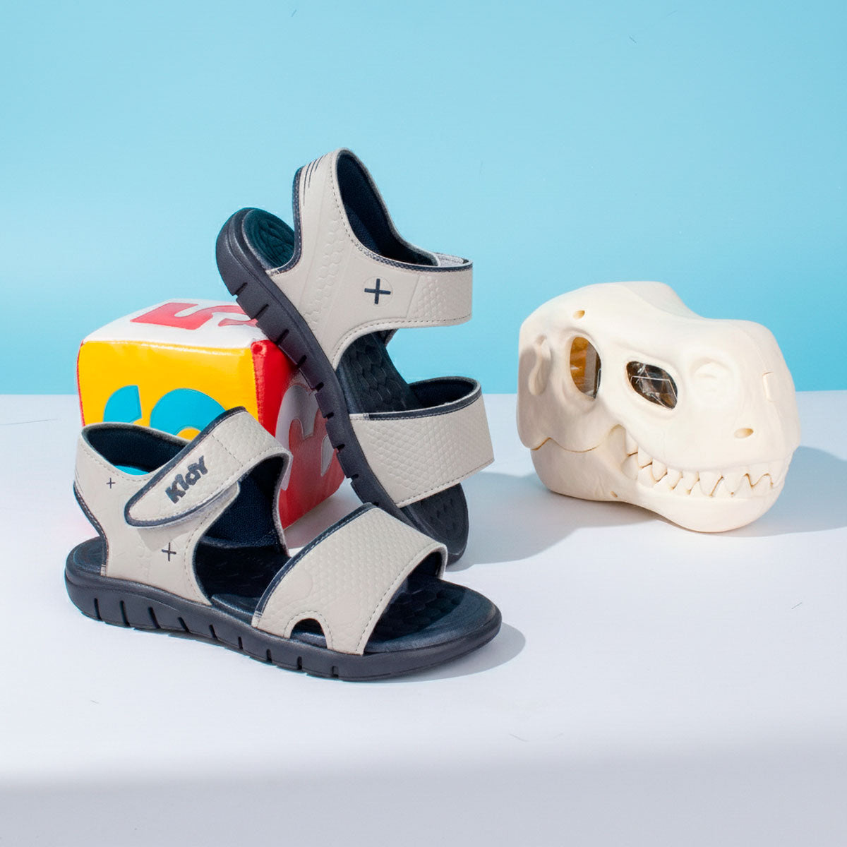 Sandália Menino Kidy Toys Dinossauros Cinza Marinho