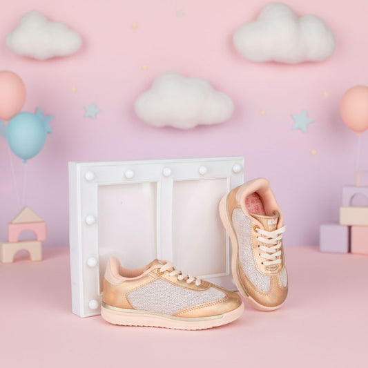 Tênis Infantil Menina Kidy RK 70 Ouro Conforto e Segurança